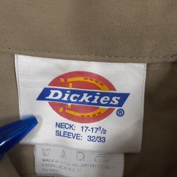 Vintage Dickies Shirt Mens XL 17 17-1/2 Beige Button Up Long Sleeve 32/33 USA - Picture 2 of 8